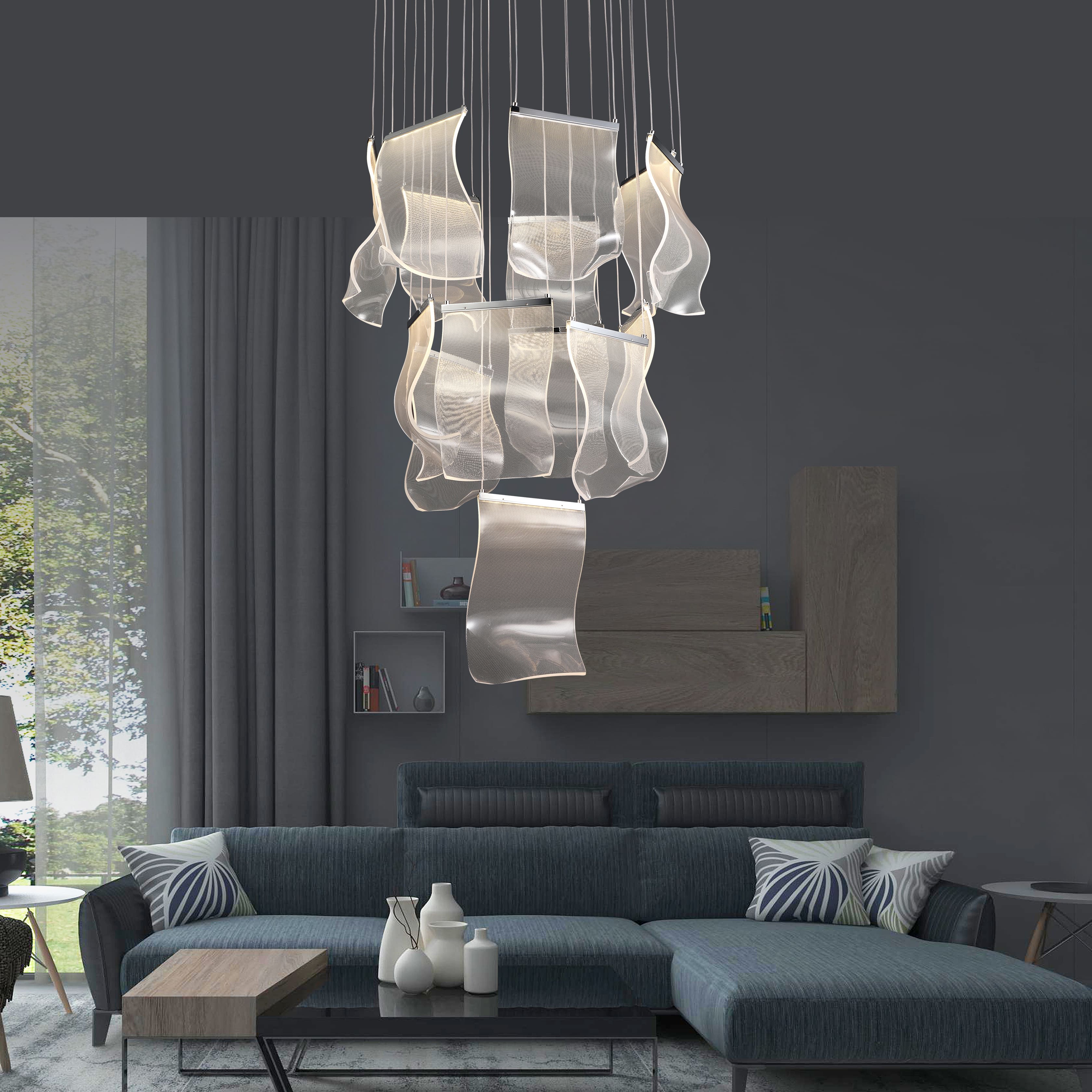 Our Abstract fourteen sheets LED Pendant Light chandelier will dazzle your eyes with its soft, gentle glow. Viva led miami , LIFE LED™  